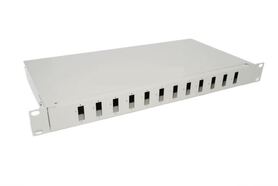 NFO Patch Panel 1U 19 12x SC Duplex Closed 1 tray Light grey