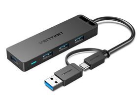 Vention 4 Port USB 3.0 Hub with Type C USB 3.0 2 in 1 Interface and Power Supply 0 15m