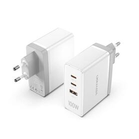 Vention 3 Port USB (C C A) GaN Charger (100W 100W 30W) EU Plug