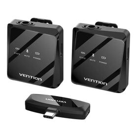 Vention USB C 2 Pack Wireless Lavalier Microphone Black Type