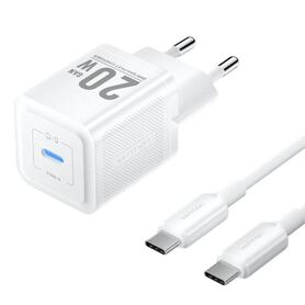 Vention 1 Port USB C GaN Charger 20W with USB C to USB C Cable 1m White