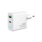 Gembird 2-port 20W USB fast charger, LED, white